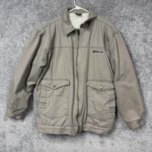 VTG 90s Y2K Pipeline Chore Jacket Mens L Beige Sherpa Lined Gorpcore Workwear